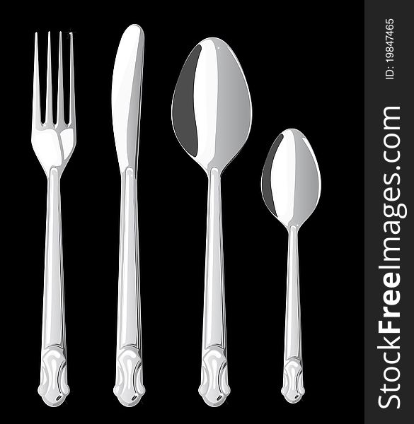 Vector series. Fork spoon and knife isolated on white background