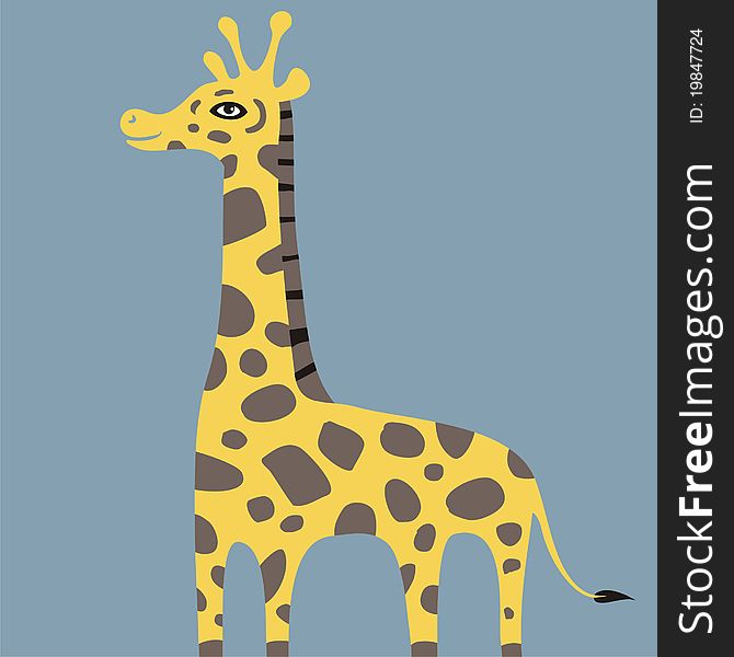 Stylized cartoon giraffe on dark blue background