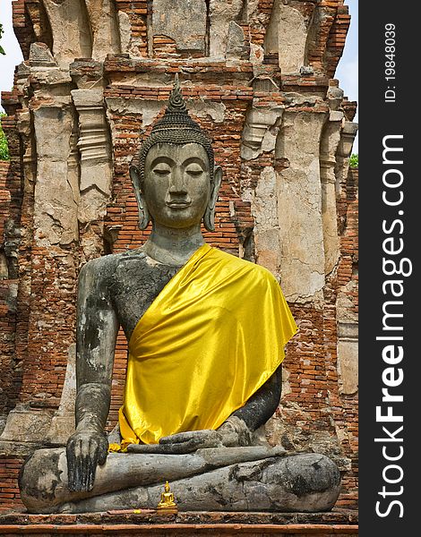 Ancient Buddha image and remains of antique construction world heritage ayutthaya Thailand. Ancient Buddha image and remains of antique construction world heritage ayutthaya Thailand