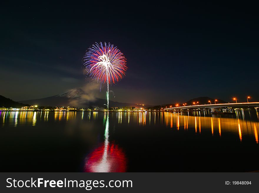 Winter Fireworks at Lake Kawaguchi