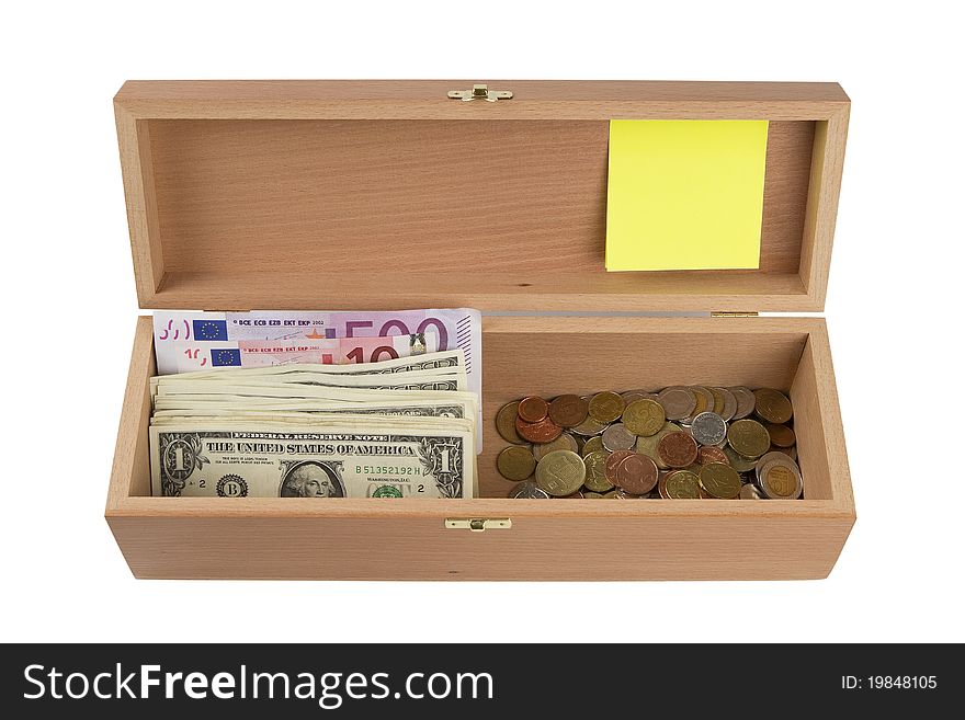 Wooden box  with money