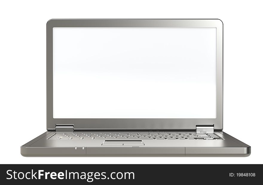 Laptop with white screen. Copy space. Laptop with white screen. Copy space
