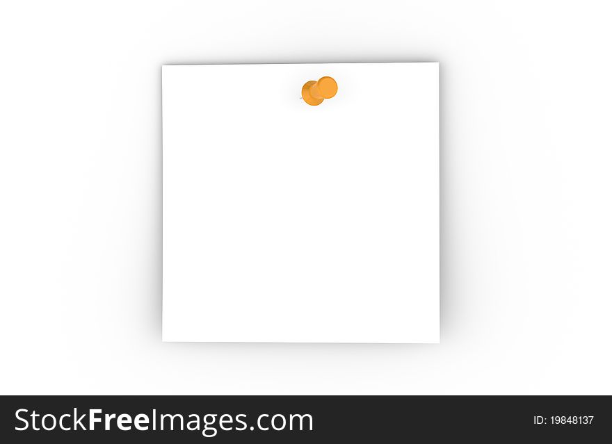 White sticky note and an orange Push Pin