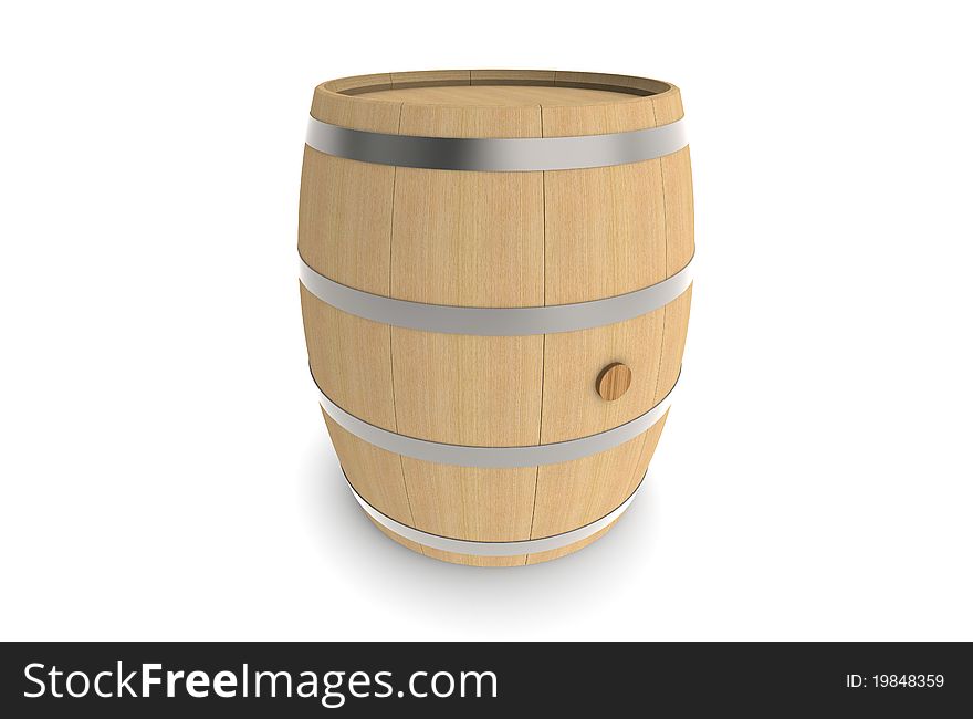 Wood barrel isolated on white