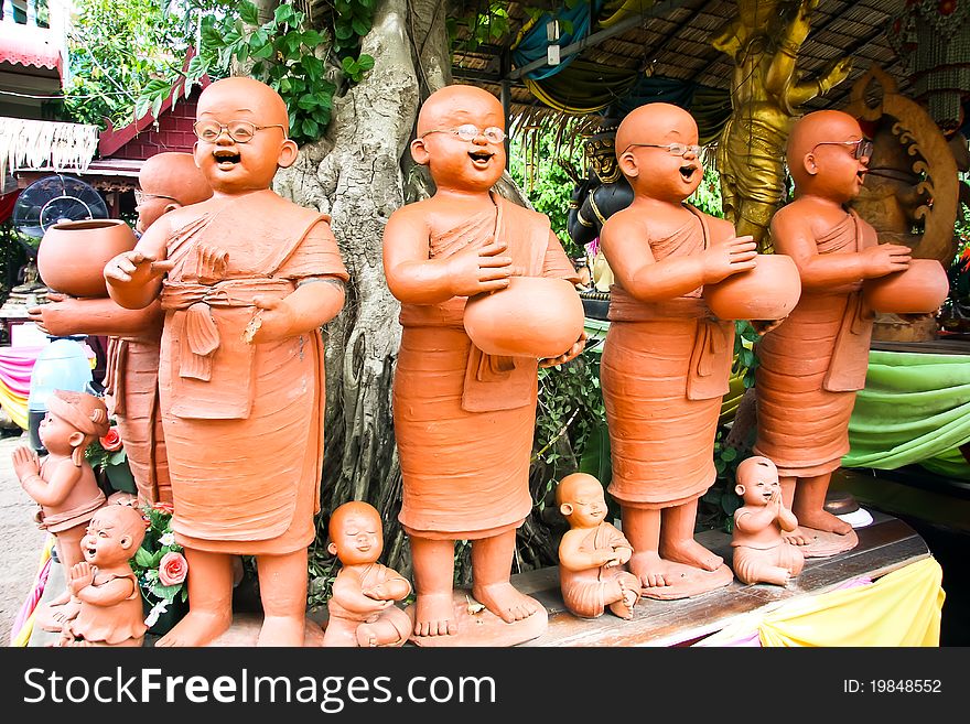 Clay doll image of Thai monks. Clay doll image of Thai monks.