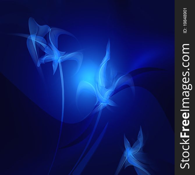 Abstract blue digital flowers - background. Abstract blue digital flowers - background