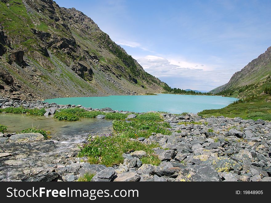 The alpine lake among mountains, Russia, Gorny Altai