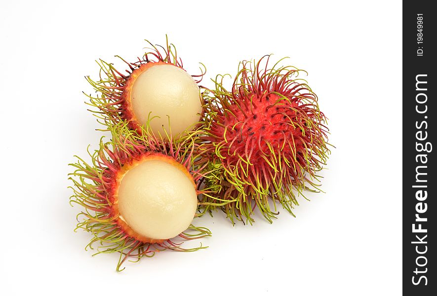 Rambutan fruits isolated on white background