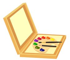 Easel With Paints Stock Photos