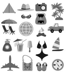 Travel And Beach Icons Stock Photos