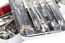 Surgical Instruments In A Steel Casing Royalty Free Stock Photography Surgical Instruments In A Steel Casing Royalty Free Stock Photography