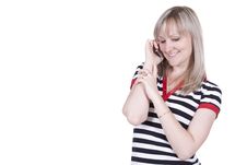 A Girl Talking On The Phone Stock Photography