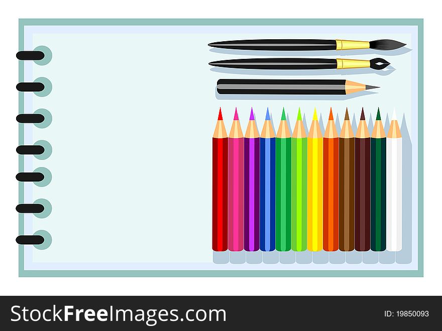 Set for children's creativity  with colored pencils