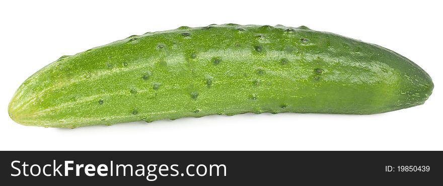 Ripe green cucumber isolated on a white