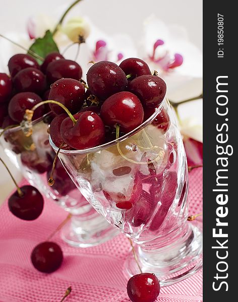 Sweet spring cherry and glass