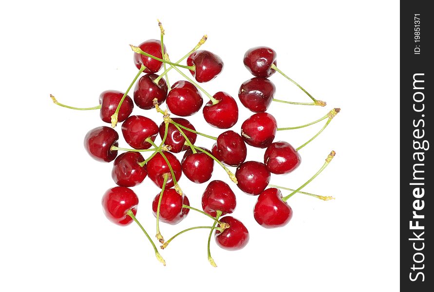 Sweet cherry isolated on white