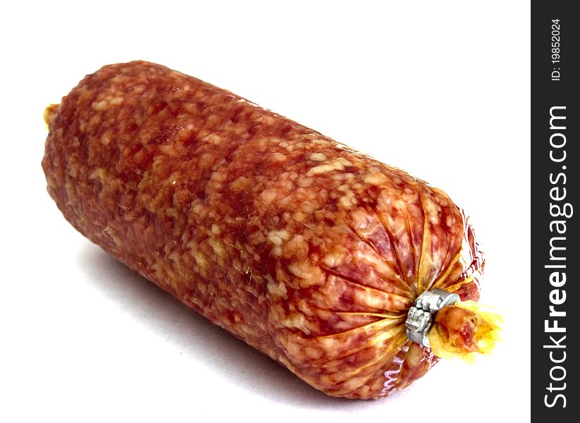 Salami isolated on a white background