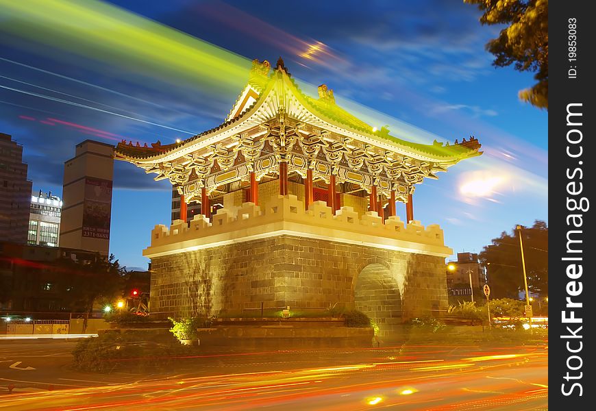 Historic Chinese architecture in the night