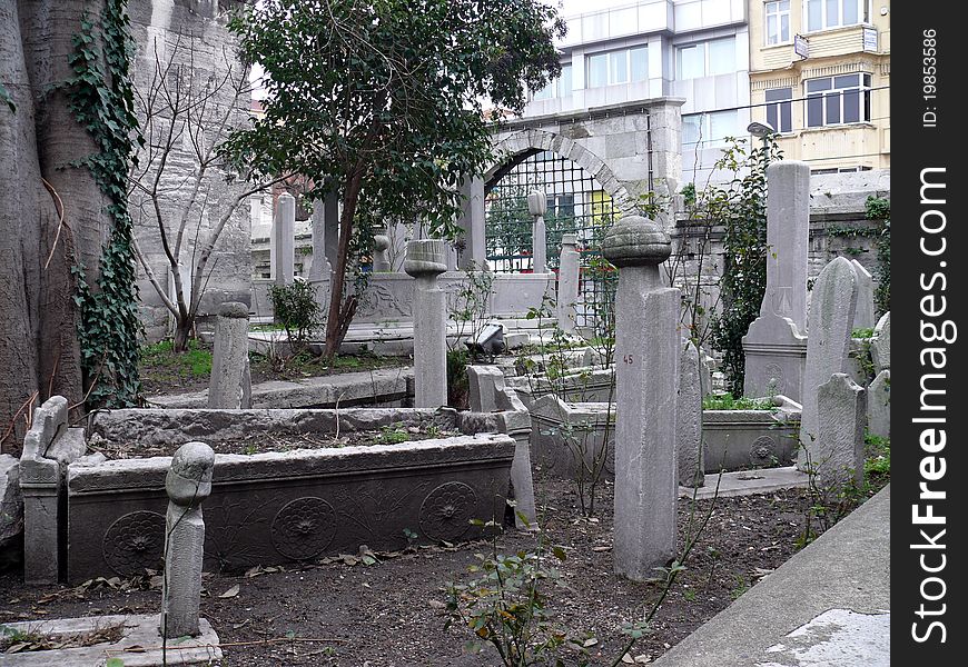 Old cemetery in Istanbul city. Turkey
