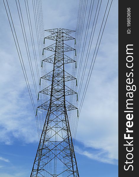 Electric high voltage power post. Electric high voltage power post