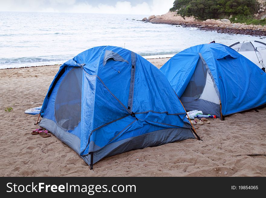 The tent on the beach . The tent on the beach .