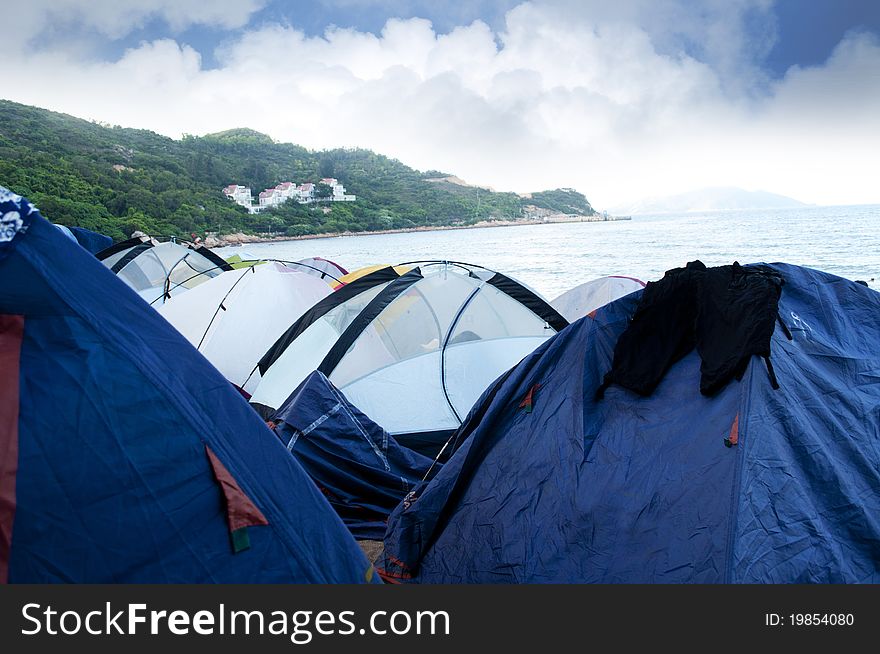 The tent on the beach . The tent on the beach .