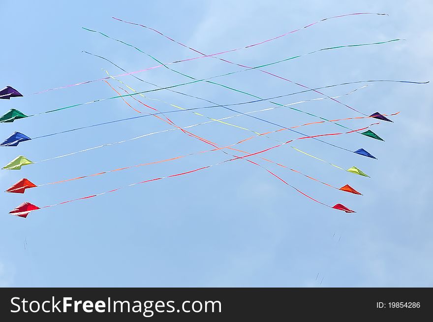 Interaction: Flying colorful kites. Summer Kite Festival