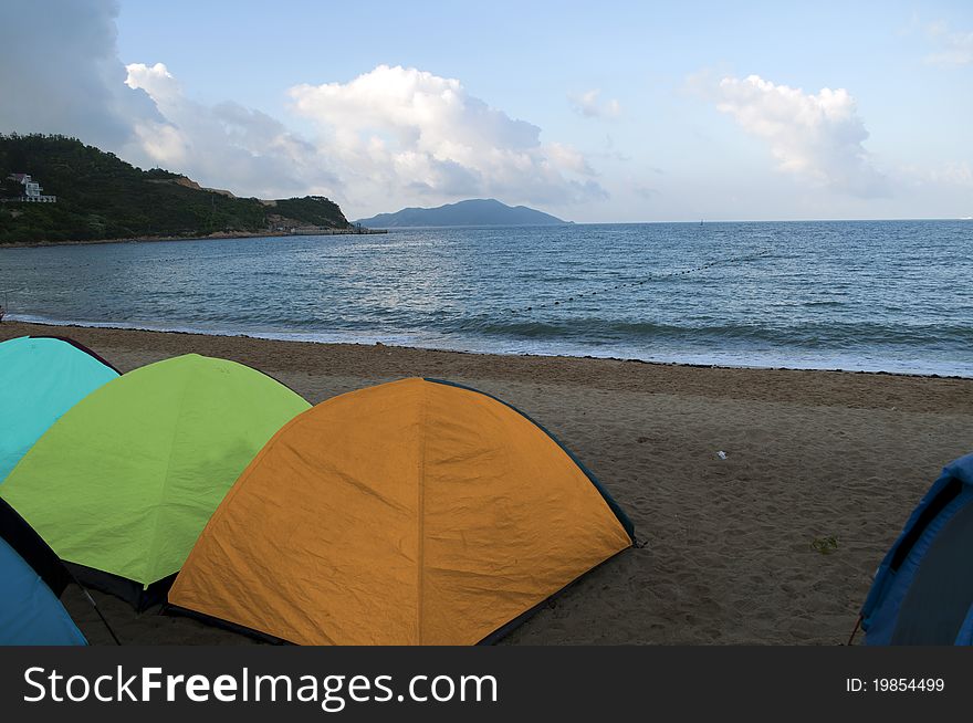 The tent on the beach . The tent on the beach .