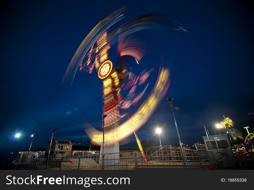 Funfair long exposure at evening. Funfair long exposure at evening