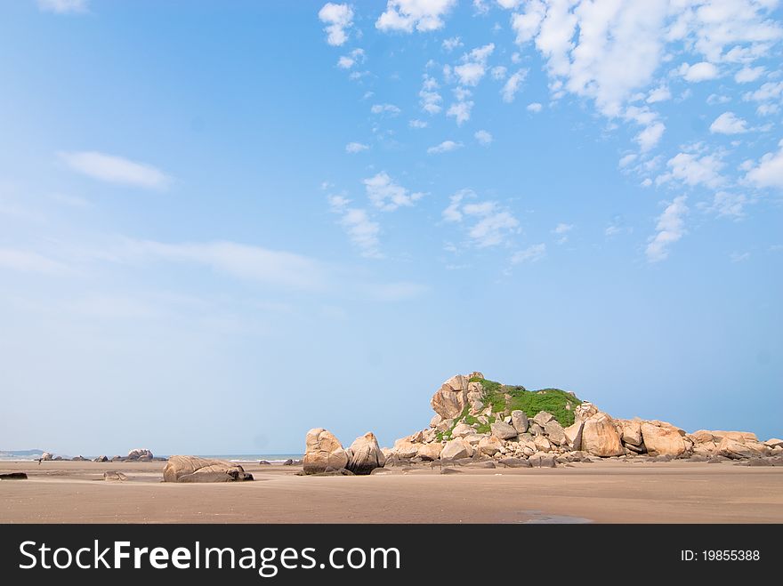 Seaside beach and blue sky