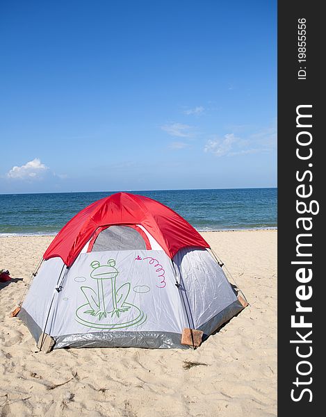The tent on the beach . The tent on the beach .