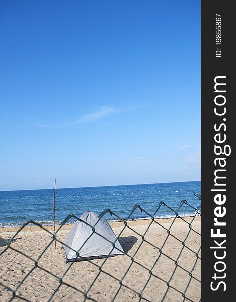 The tent on the beach . The tent on the beach .