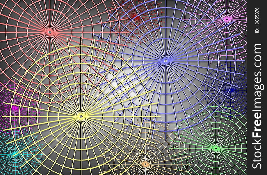 An abstract illustration of a background with shapes of a web in many colors. An abstract illustration of a background with shapes of a web in many colors