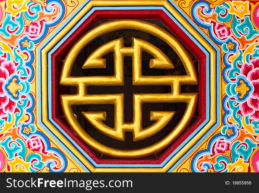 Window decoration pattern of Chinese gold-painted and beautiful color drawing wall