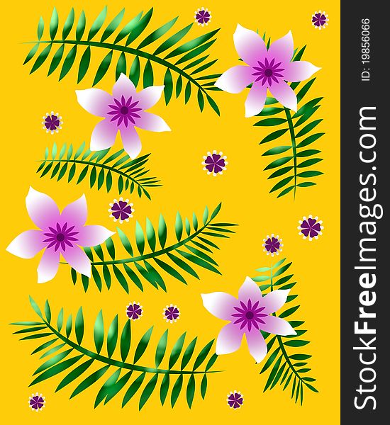 Bright violet and white flowers around scrapbook illustration. Bright violet and white flowers around scrapbook illustration