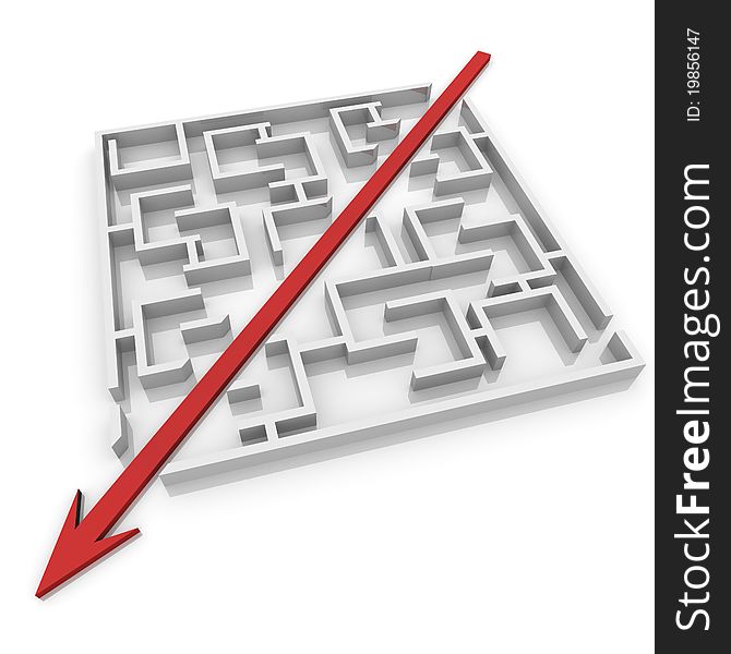 Arrow cuts a maze in two parts