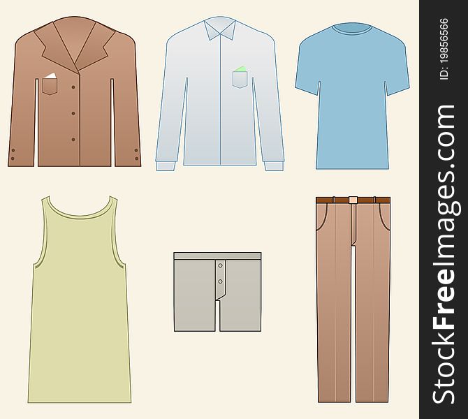 Vector illustration of Men classic clothes icon set. Vector illustration of Men classic clothes icon set