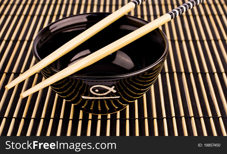 Japanese eat sushi equipment,a bowl and chopsticks