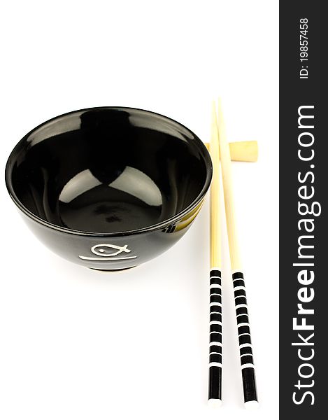 Japanese eat sushi equipment,a bowl and chopsticks