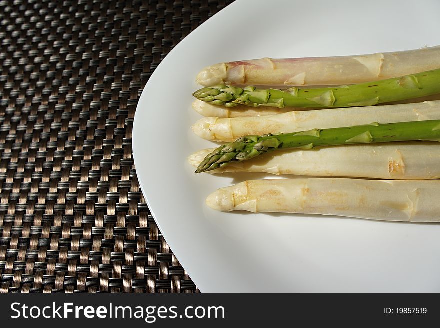 White asparagus on a white plate