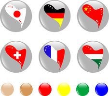 National Heart Flags Icon Shiny Button Stock Images