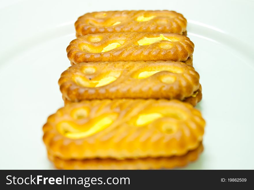 Cookies crackers with cream yellow. Cookies crackers with cream yellow.