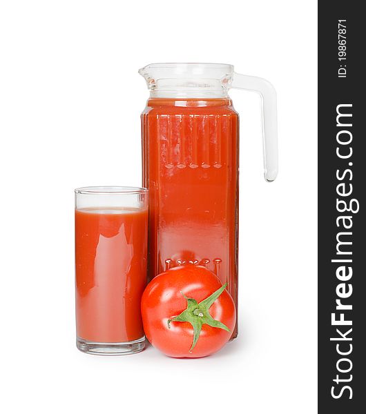 The tomato juice  isolated on white background