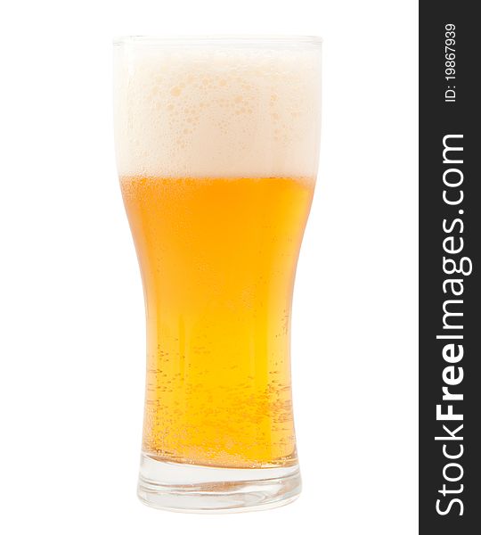 Gold beer on white background