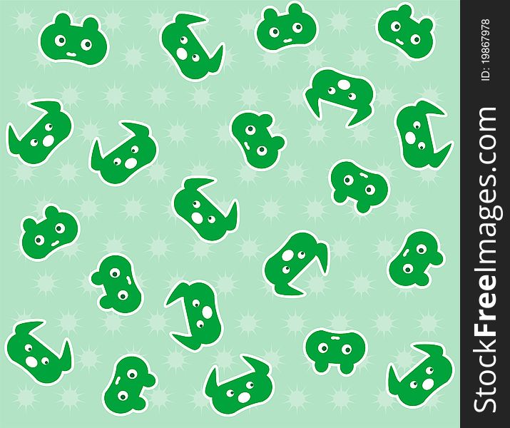 Set of green cartoon animal bear background wallpaper