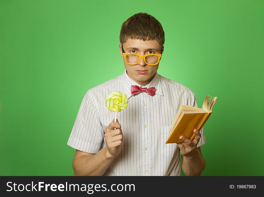 Young Man Bookworm Reading