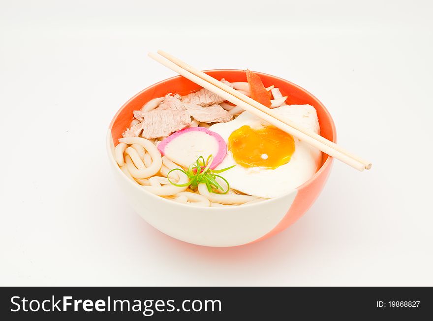 Japanese noodle on white background