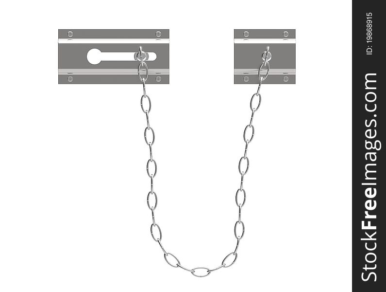 Door chain on a white background