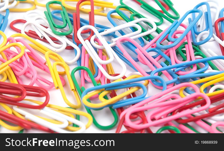 A lot of colored paper clips