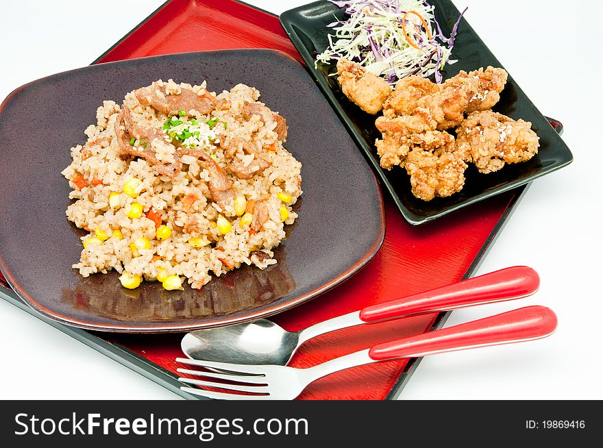 Japanese Cuisine -fried rice Teriyaki pork